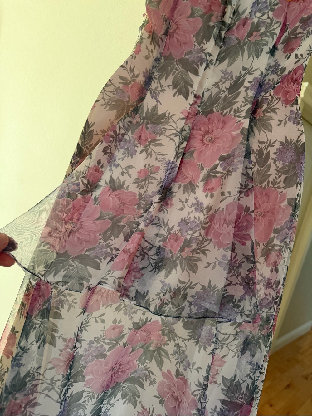 Vintage 90s Scott McClintock Floral Fairycore Halter Maxi Dress Lace, S - Picture 10 of 15